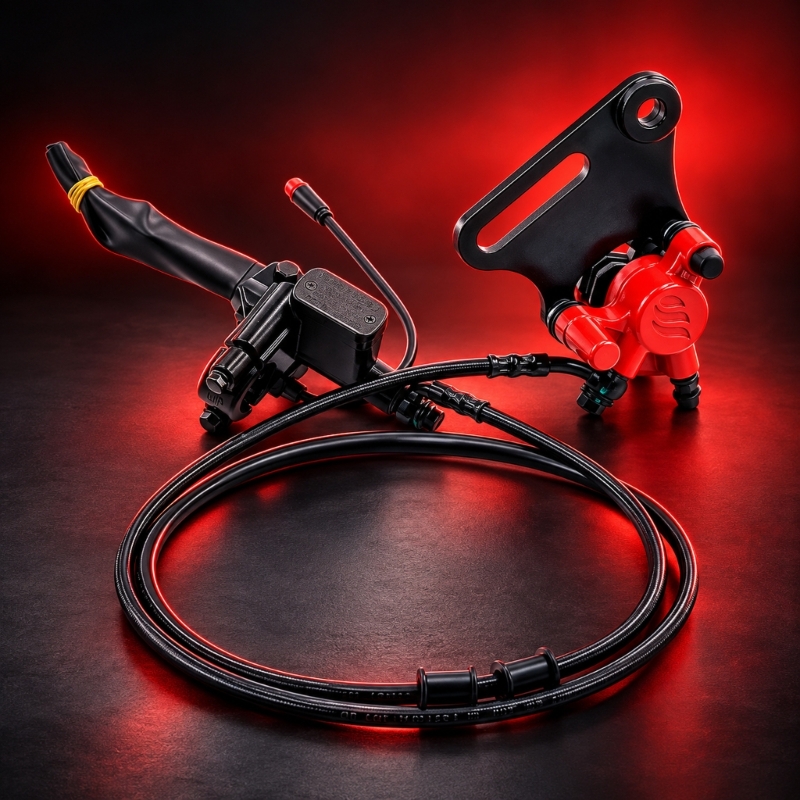 Brake Caliper - ชุดเบรกรถจักรยานยนต์ในตัวสำหรับ IN10 พร้อมกระบอกควบคุม ท่อไฮดรอลิก คาลิเปอร์โลหะ และสายไฟ