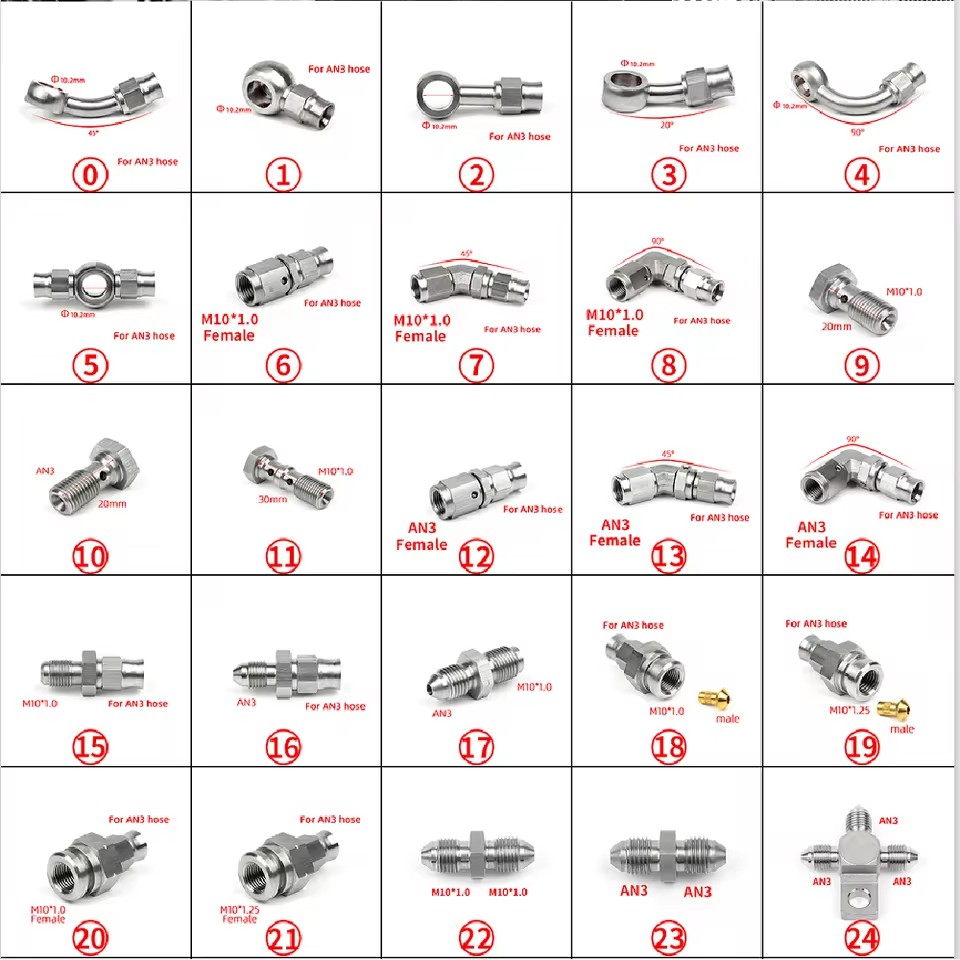 Brake Line Motorcycle - 01PC AN3 AN4 สายไฮดรอลิกเบรคมอเตอร์ไซค์ สายถักแบบ Banjo